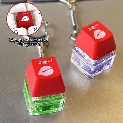 Relaxing DIY Keyboard Fidget Keychain Keys Button Keycap Clicker Pass The Time Relief Stress Finger Keyboard Caps