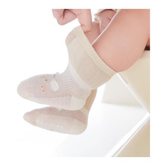 [HAYAHARU] Baby socks, 6-pair set, baby socks, spring/summer, girls, boys, children's socks, cotton, cute, anti-slip, antibacterial, easy to wear,