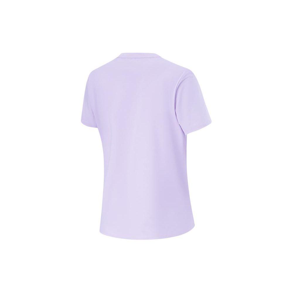 Li-Ning Fitness Series Solid Color Moisture Wicking Quick Dry Reflective Round Neck Short Sleeve T-Shirt Women Tops Lilac-Purple ATSU454-5