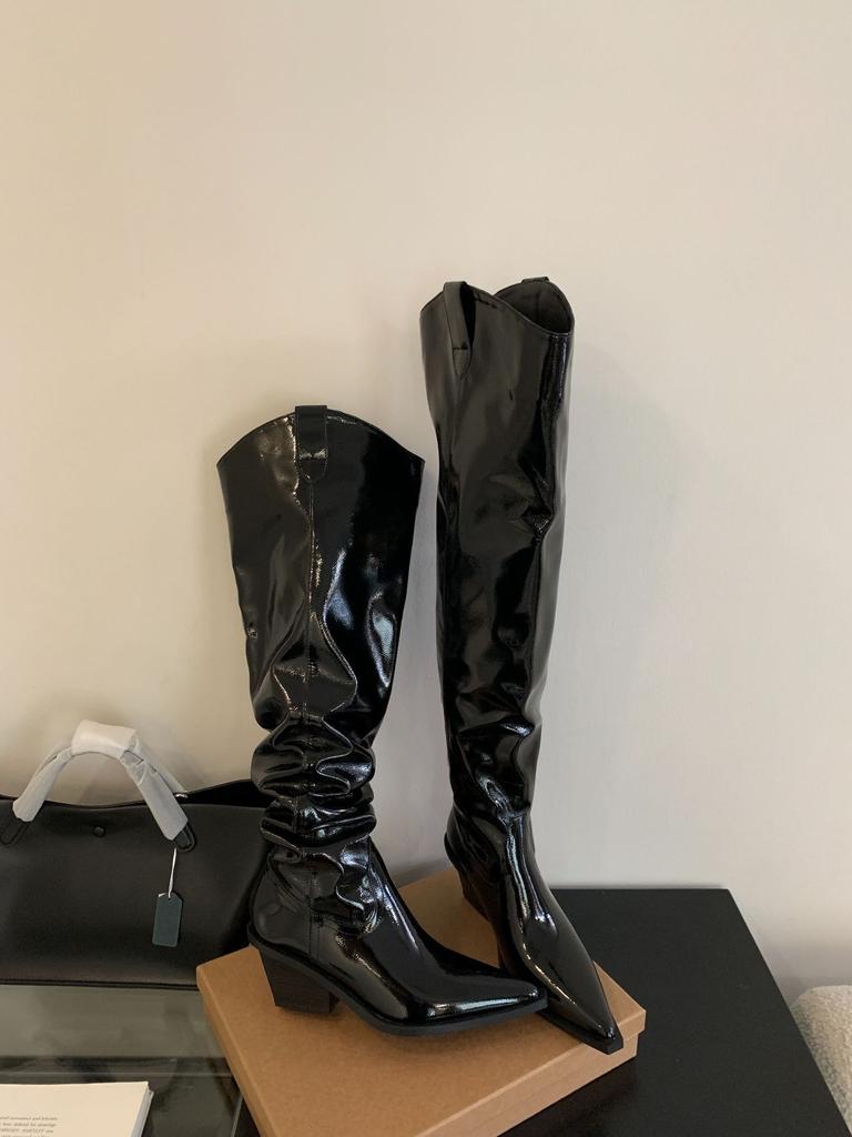 Autumn and Winter New Boots Children 2025 European and American New Thick Heel Pointed Suede Elastic Thin Boots Leg Over Knee Boots