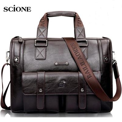 Men Leather Black Briefcase Business Handbag Messenger Bags Male Vintage Shoulder Bag Men's Large Laptop Travel Bags Hot XA177ZC