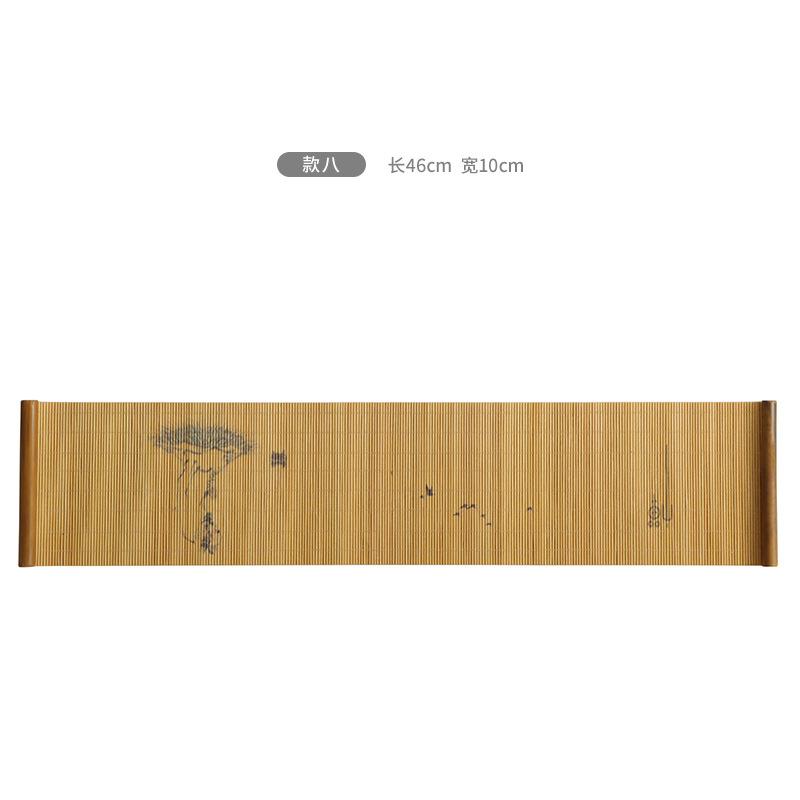Waterproof Small Size Bamboo Weaving Tea Mat Heat Insulation Cup Mat Zen Style Print Tea Ceremony Accessories Chinese Style
