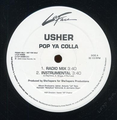 12-Zoll Schallplatte USHER - Pop Ya Colla LFDP4486 LaFace Records 2000 US Rap & Hip-Hop/R&B Gebraucht