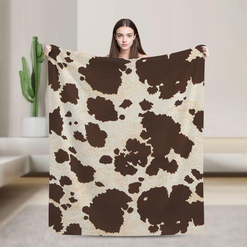 Braune Kuhmuster-Decke für Erwachsene Kinder Leicht Weich Warm Flauschig Überwürfe Flanell-Fleece-Decken für Bett Sofa Couch Reise