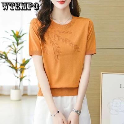 Thin Women's Short Sleeved Knitted T-shirt Summer Women's Loose Fashion Knitted Top