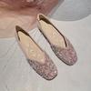 Fashion Diamond Flat Shoes for Women Spring and Summer Plus Size Square Toe Women's Shoes Plus Size 42 43 Zapatillas Mujer