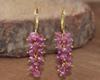 Natürlicher Rosa Rubin Perlen Cluster Ohrring, Echter Rubin Perlen Goldohrring, Juli Geburtsstein Schmuck, Zarte Rubinohrringe, Geschenk für Sie
