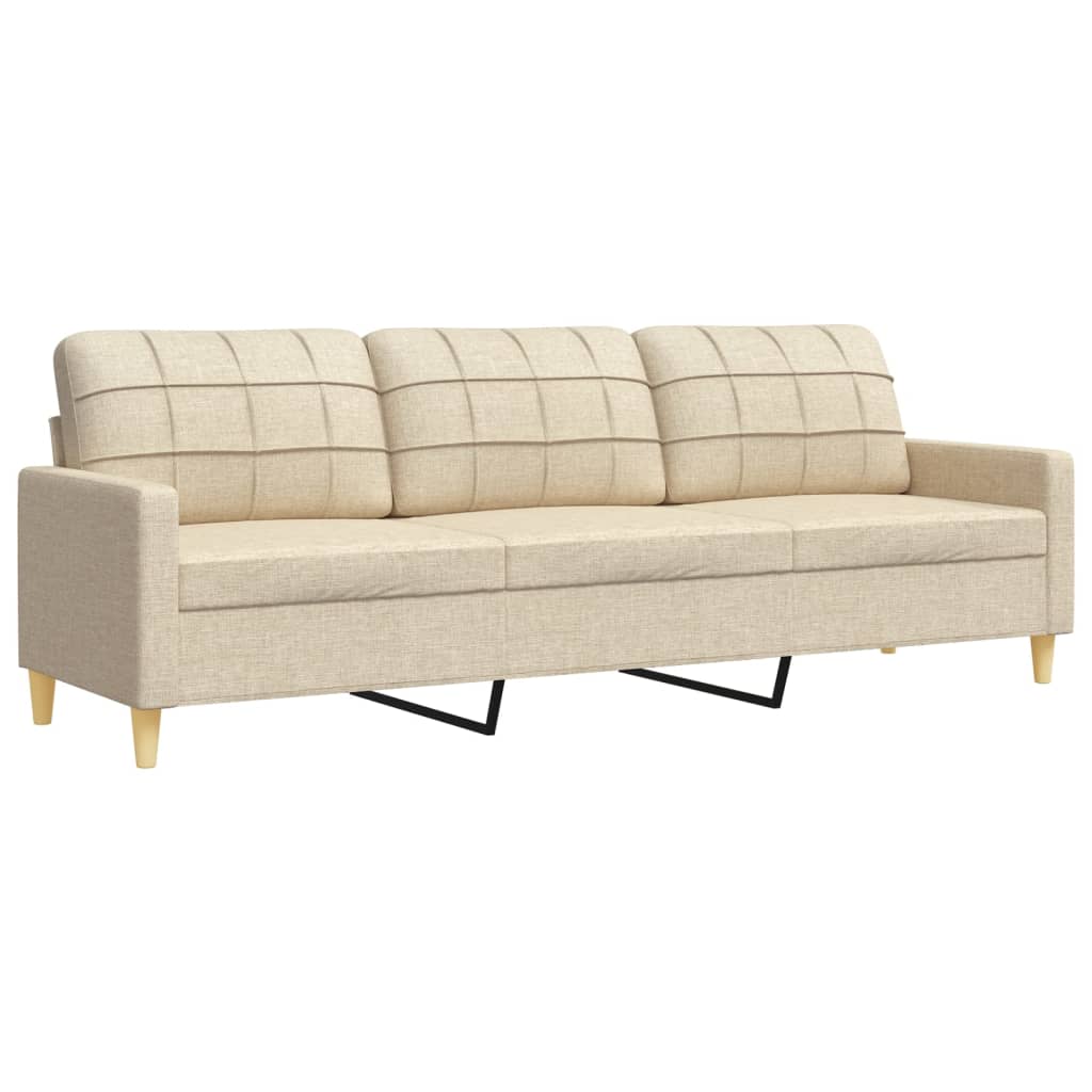 Vidaxl 3-Cz. Sofa Set with Footrest, Cream, Fabric Upholstered