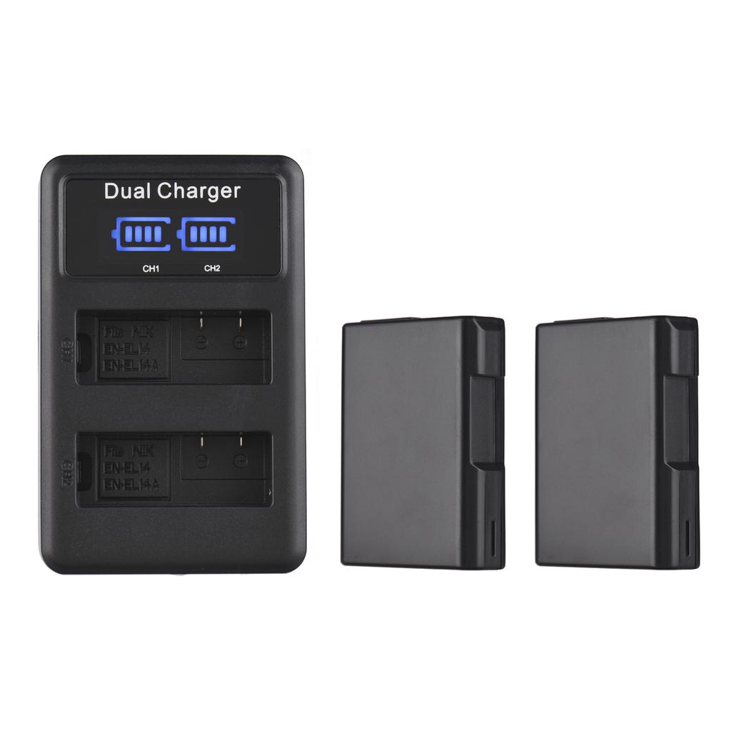 USB-Ladegerät Für EN-EL14 Akkus – Mit LCD Display, Kompatibel Mit Nikon D5100, D3100, D3200, D3300, Coolpix Uvm., Inkl. Schutzfunktionen