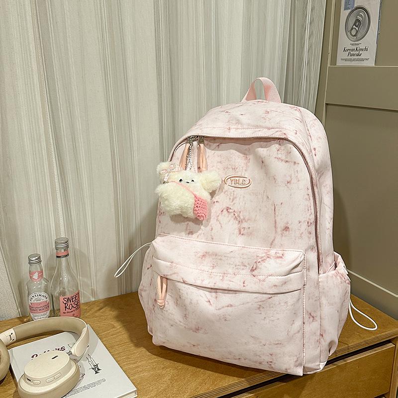 School Bag Large Capacity Campus Backpack for Women, Korean Style Middle School Student Simple Tie-dye, High School Backpack INS Style Japanese Style