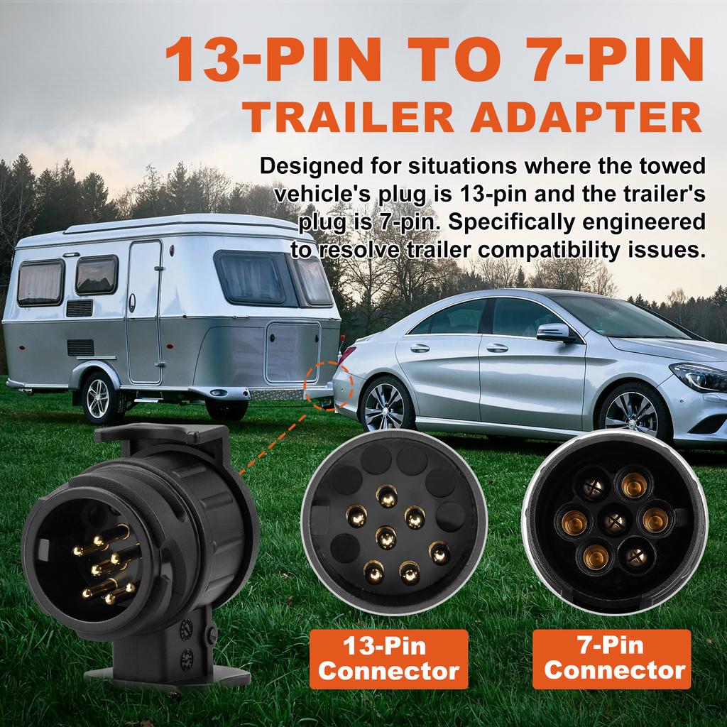 13 To 7 Pin Plug Adapter Durable Trailer Connector 12V Towbar Towing Plugs Socket Adapter Protect Connections A30 Connector