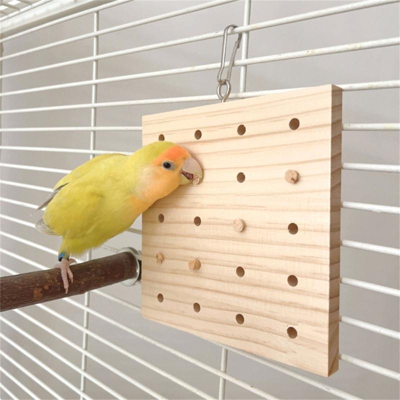Bird Cage Toy Birdcage Hanging Molar Toy Wood Block Cage Rope Grinding Toy Climbing Swing Toy for Lovebirds Cockatoos