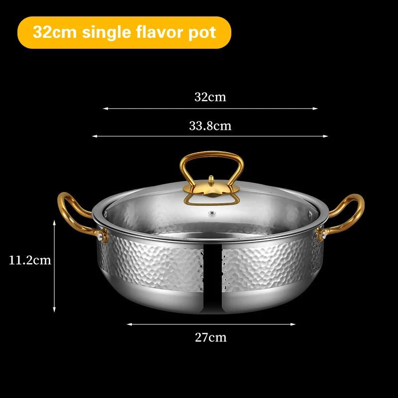 Vzor kladiva špičkový hot pot Čirá polévka Dvojí chuť Speciální hot pot pro indukční vařič 304 nerezový hrnec