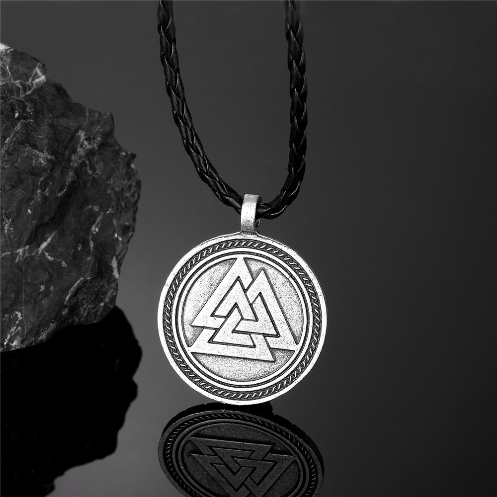 Viking Runes Valknut Pendant Mens Stainless Steel Necklace Norse Jewelry Vegvisir Amulet Steampunk Keychain Dropship