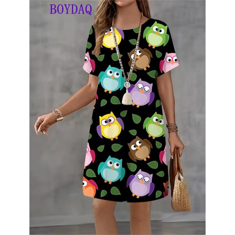 Vestito da Donna Stampa Farfalla Manica Corta Scollo a O Vestiti Moda Casual Harajuku Estate Autunno 2025 Abbigliamento da Festa Donna