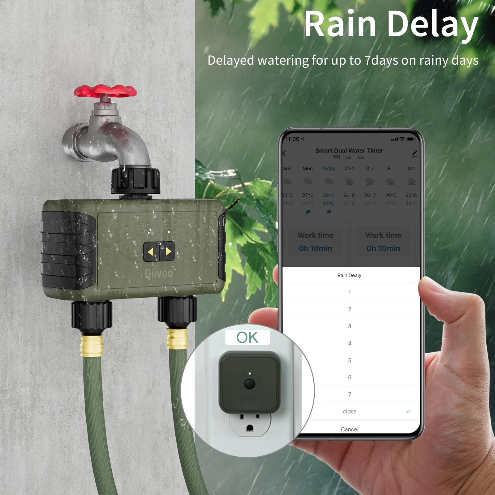 

Diivoo WiFi Беспроводной сад Таймер воды Смартфон Пульт дистанционного управления Домашняя теплица Наружная автоматическая система полива