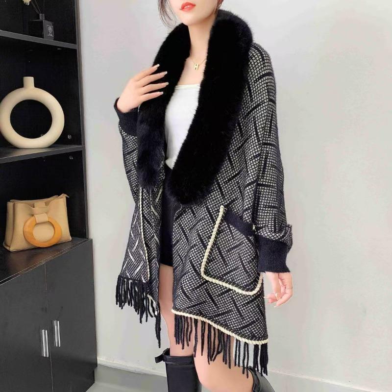 Neue Strickjacke mit Pullover, Strickjacke, Umhang, Herbst- und Winter-Schal, Top für Damen