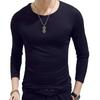 Tricou Casual Bărbați Primăvară și Toamnă Culoare Solidă Mânecă Lungă Gât Rotund Croială Slim Tricou de Bază Toamnă și Iarnă Îmbrăcăminte Bărbați
