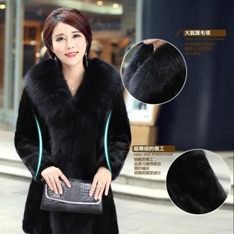 Add Extra Fat Women's Autumn and Winter Imitation Mink Fur Jacket Mother Dress Medium and Long Imitation Fox Hair