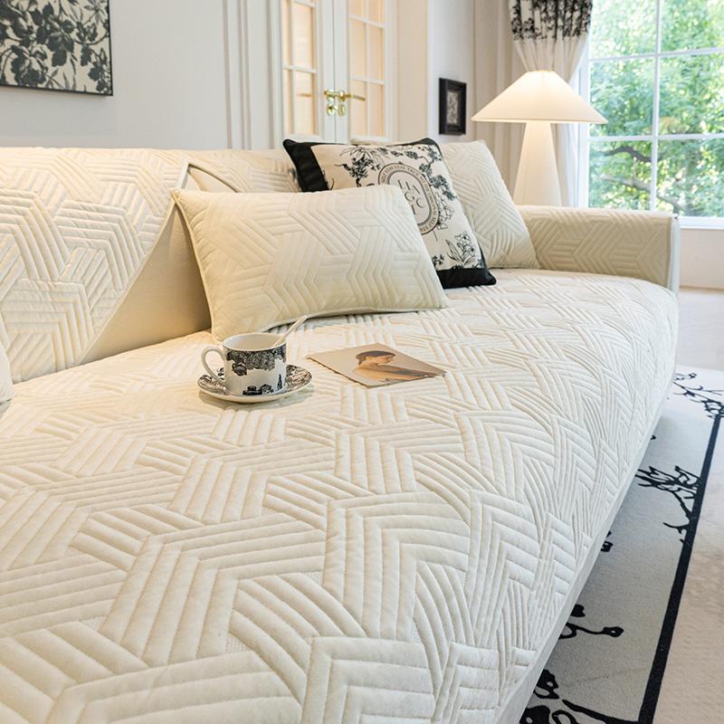 Crystal Velvet Sofa Cushion Cover Cushion  All Seasons Modern Solid Color Cotton Anti-slip Sofa Cover