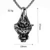 Stainless Steel Wild Boar Head Pendant Necklace - Punk Rock, Cool, Retro Design.