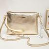 Elegant Gold Shiny Shoulder Bag, Adjustable Shoulder Strap Zipper Closure, Fashionable Retro Casual Crossbody Bags