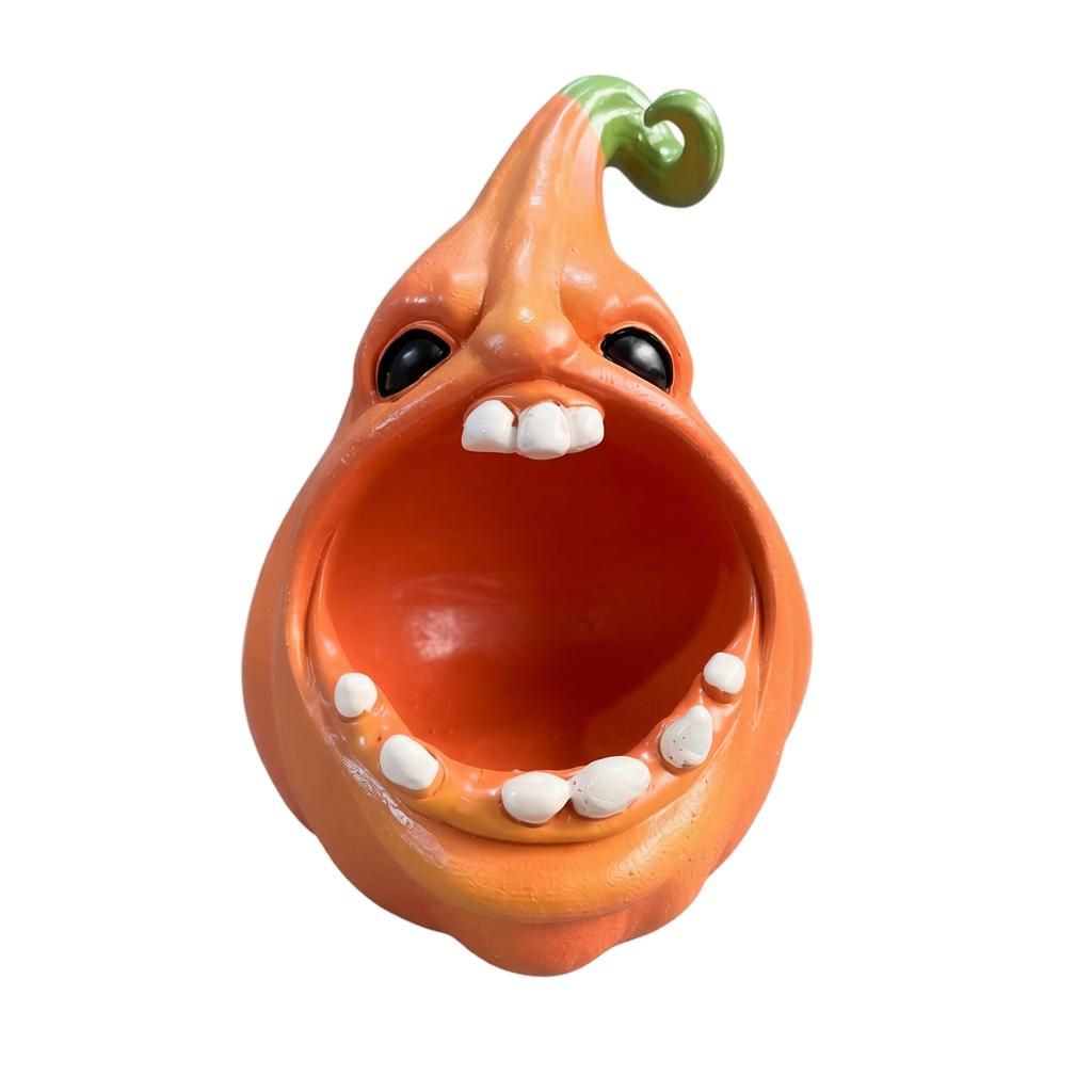 Halloween Pumpkin Resin Candy Jar Decorative Figurine for Home Table Centerpiece