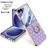 Samsung Z Flip 8 Ring Case: Creative Diamond Lattice French Style Electroplated Leather