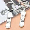 Metal Snowboard Snowboarder Keychain Snowboarding Keychain Snowboard Key Ring Snowflake Pendant