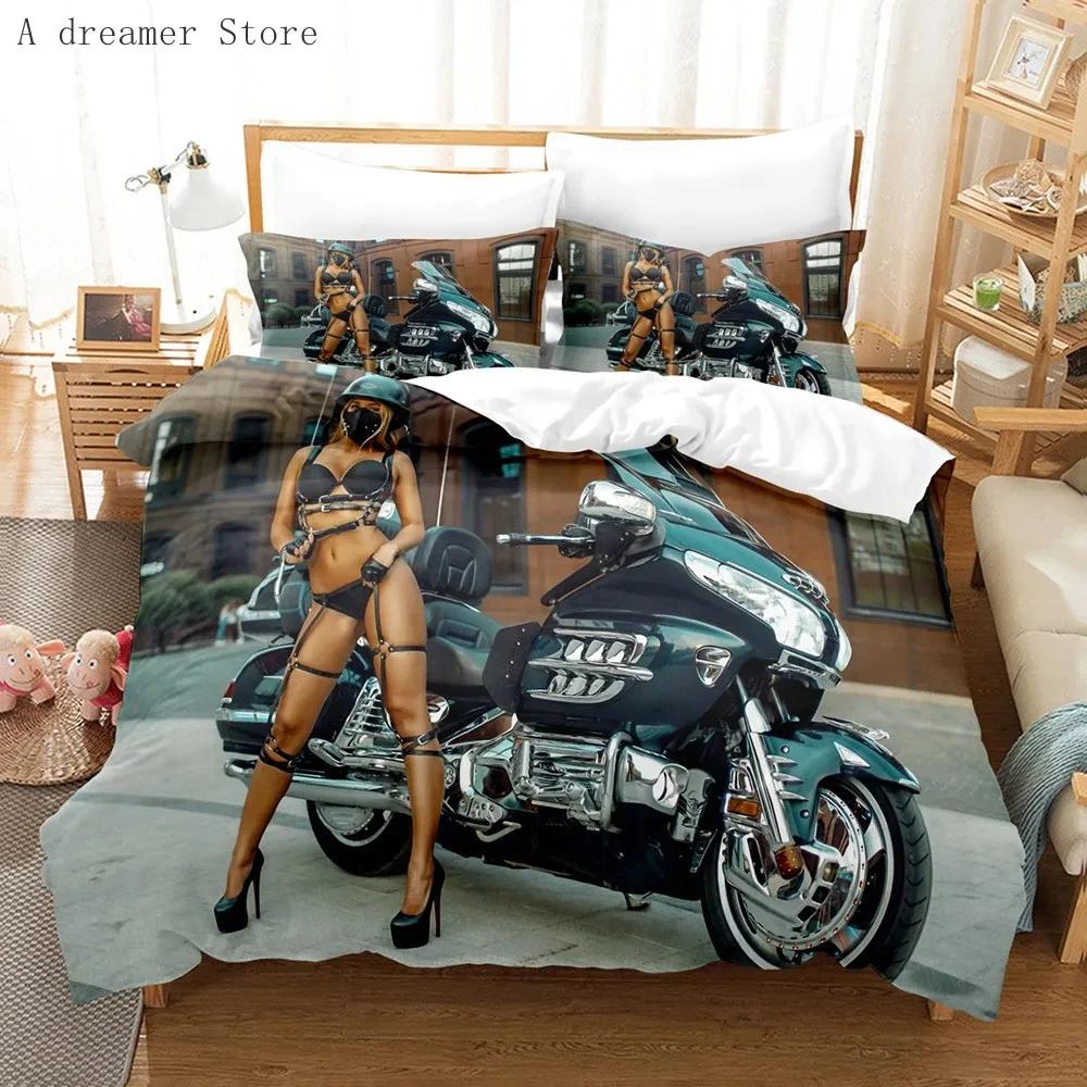 

Motorcycle Race Car Beding Sets Young Boys Soft Duvet Cover Custom Bed Linens Single Double Sized Dimensions Adult People Decor Home Textiles 120*200cm Single