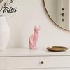 Nordic Style Cat Decor 3D Printed Kitten Sculpture, Minimalist Ornament Matte Geometric Design, Modern Home Black Pink White Statue in White,