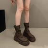 Brown short boots children's 2025 spring and autumn new small thick-soled thin short boots single boots black Martin boots