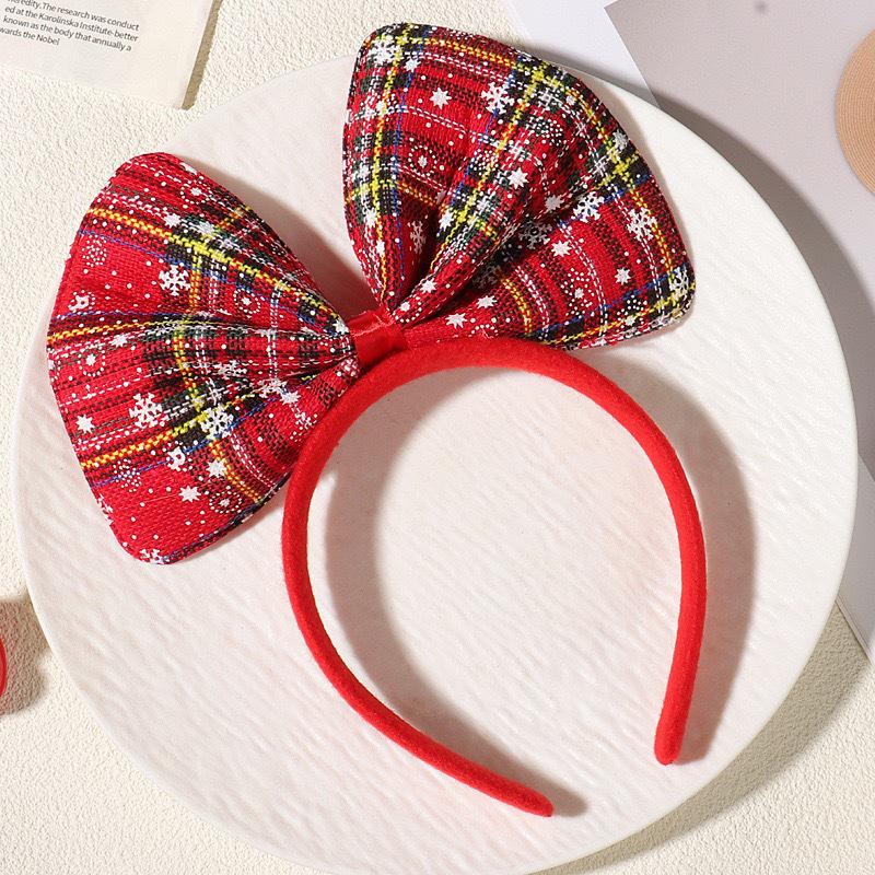 Plaid Christmas Oversized Bow Headband for Adults & Children - Festive Hair Accessory