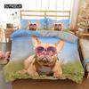 Sett med dynetrekk for fransk bulldog, King size, Søt valp, Dyretema, Sengetøy for barn og tenåringer, Polyester, 2/3 deler, Mykt dynetrekk