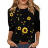 2026 Spring/Summer New Women's Fashion Printed Three-Quarter Sleeve Loose Round Neck Casual T-Shirt Top