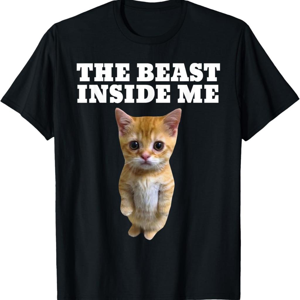 Beast Inside Me Kat Meme T-shirt voor Mannen Vrouwen Kinderen
