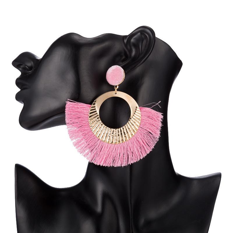 Cotton Unique Geometric Tassel Earrings For Women In Multiple Colors
