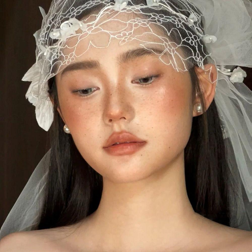 Retro Bridal Lace Floral Hat French Style Wedding Headband Romantic Bridal Headdress  Hair Jewelry