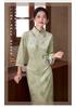 Green cheongsam 1011 new autumn and winter medium and long sleeves improved young girl new Chinese dress small man