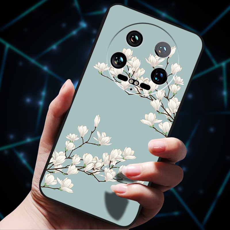 Pour Xiaomi 14 Ultra Coque 15Ultra 13Ultra Pare-chocs Souple en Silicone Fleurs 3D Gaufrées Coques de Téléphone pour Xiaomi 15 Ultra Coque Arrière Funda