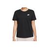 Nike Solid Color Logo Crew Neck T-Shirt Women Tops Black DX7902-010