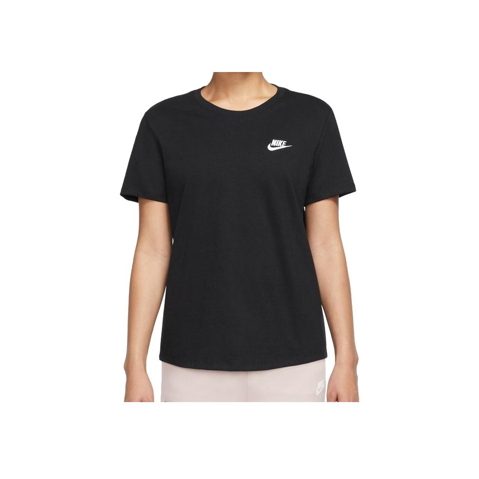 Nike Solid Color Logo Crew Neck T-Shirt Women Tops Black DX7902-010
