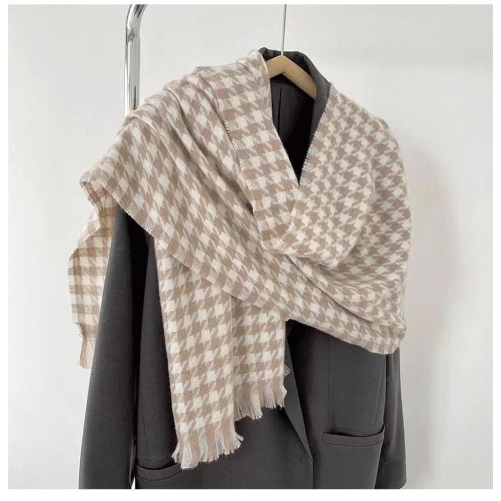 Tausend-Vogel-Gitter, Schal, Damen, Dick, Winddicht, Kältefest, Warm, Nackenschutz, Stola, Strickschal