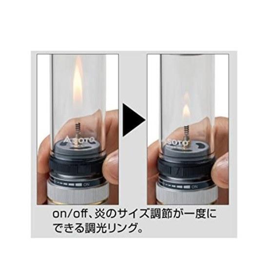 SOTO Japan-made candle-style gas lantern refill tank storage case included. Compatible various fuels (OD can CB lighter gas). Compact outdoor disaster