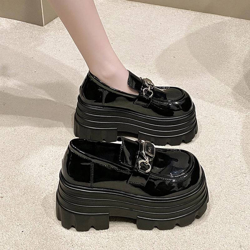 Fashion 9CM Women Pumps Mary Jane Lace Up Loafers Girls Students Lolita Shoes Puck High Heels Platform Pump Shoes Cosplay Female Shoes