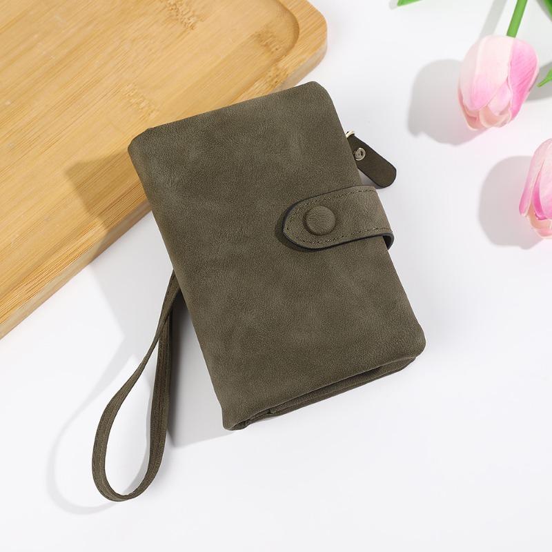 New matte women's wallet short soft leather three-fold multi-card wallet change bag