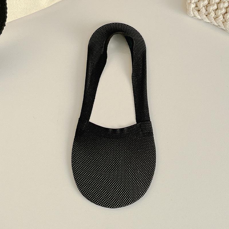 Damskie Letnie Cienkie Bezszwowe Siateczkowe Oddychające Jednolite Kolory Antypoślizgowe Wchłaniające Pot Niewidoczne Skarpetki