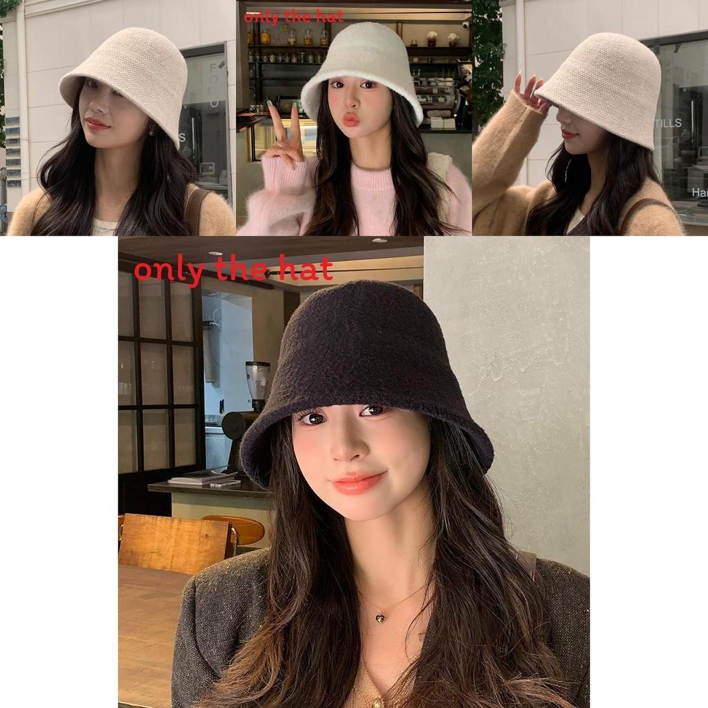 Solid Color Bucket Hat For Women Winter Korean Style Warm Sun Protection Cap For Casual Fashion