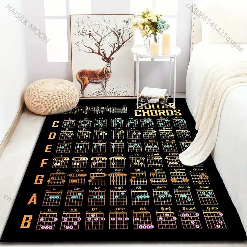 Guitar Chords Print Carpet for Living Room Bedroom Bedside Sofa Table Floor Mat Large Size Home Area Rug Decor Music Lover