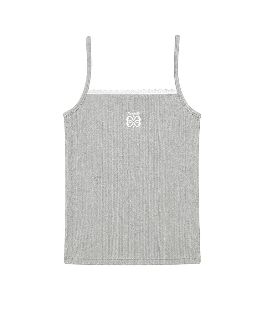PAGESIISII Siisii Logo Print Lace Point Sleeveless Light Yellow